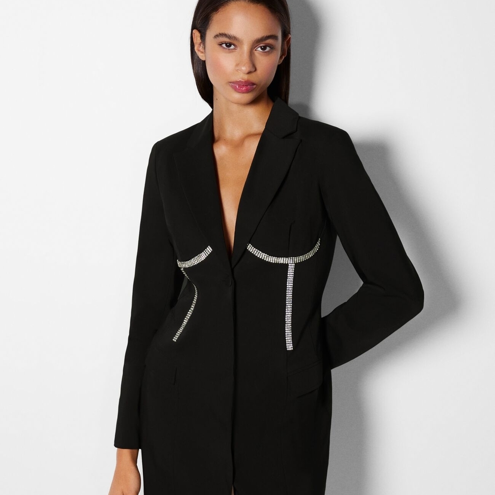 Bershka Blazer Dress with Silver Detailing Size M